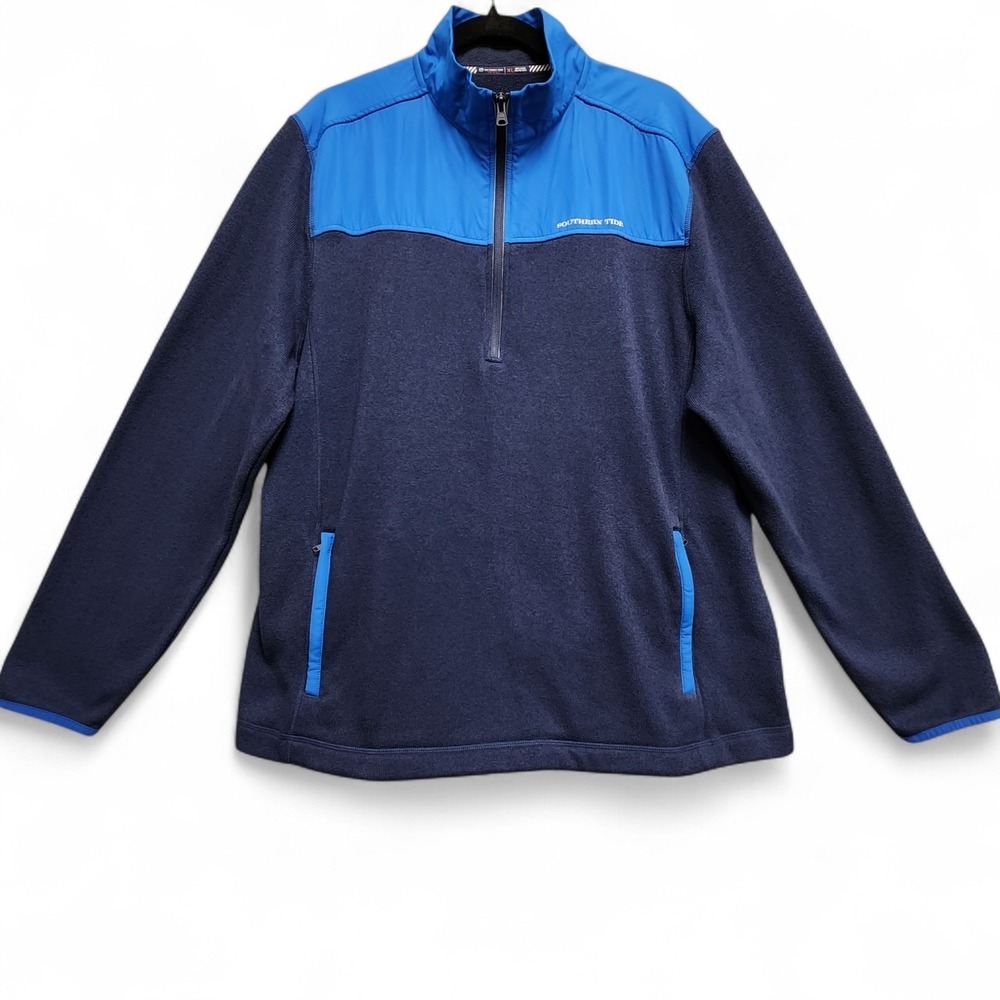Southern Tide Cottage Fleece 1/4 Zip Sweater Mens XL Blue Tide To Trail Pullover